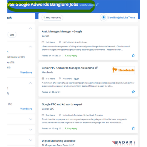 Google Adwords (PPC) internship jobs in Fujairah