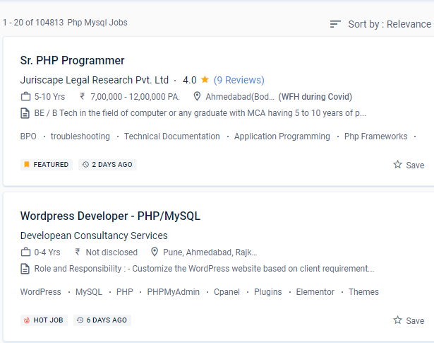 Php/MySQL internship jobs in Uae